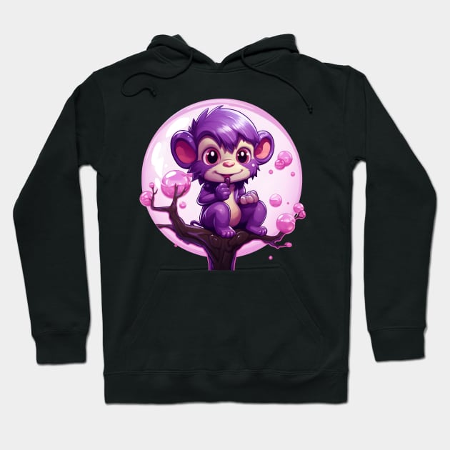 Purple Monkey in a Bubblegum Tree Hoodie by cesspoolofcool